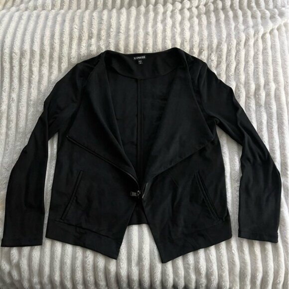 Express Women's Black Faux Suede Asymmetrical Jacket • Large - Picture 4 of 12